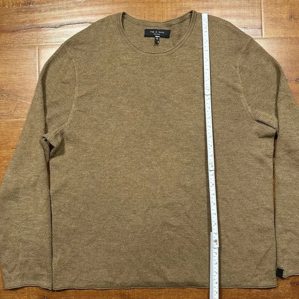 Rag & Bone Sweatshirt Mens 2XL Brown Extra Fine Merino Wool Crew Neck Sweater